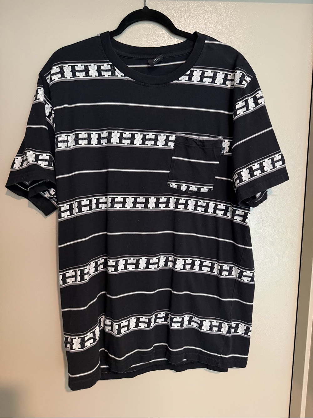 HUF Black Short-Sleeve Stripe Pocket Tee